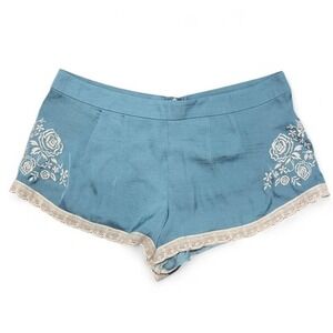 Kimchi Blue Urban Outfitters Lace Mini Shorts Blue Satin Booty Size 4 Boho